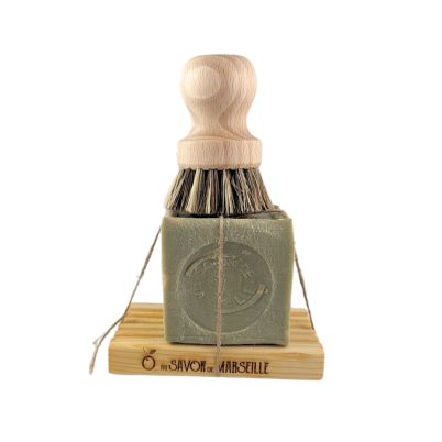 Ensemble Zéro déchet pour la vaisselle Brosse a pan - Savon Olive