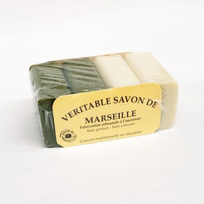 Lot de 4 barres de savons de Marseille 100g - 2 Olives et 2 Neutres