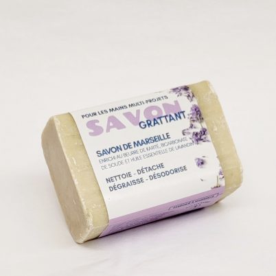 Barre de savon de Marseille Grattant avec Karit? 125g - H.E. Lavande