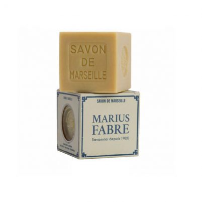 Cube de savon de Marseille pour le linge 400g dans une boite