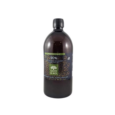Savon Liquide recharge 80% Huile d?Olive Extra Vierge BIO ? 20% Huile de Baies de Laurier BIO 1L - Tradition d'Alep